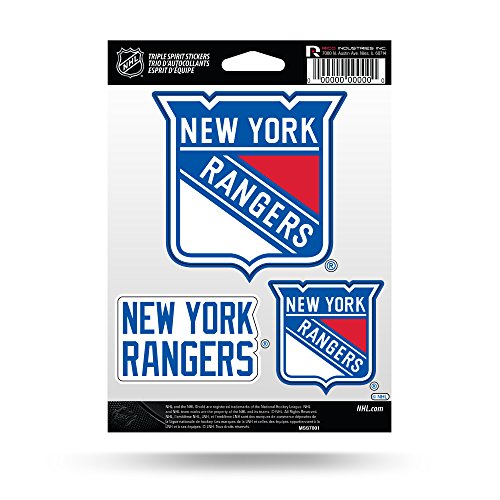New York Rangers Triple Sticker Sheet - Carbon Fiber Design