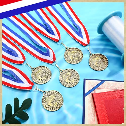 Fishing Medals - 30 Pcs Gold Trophy Award with Ribbons