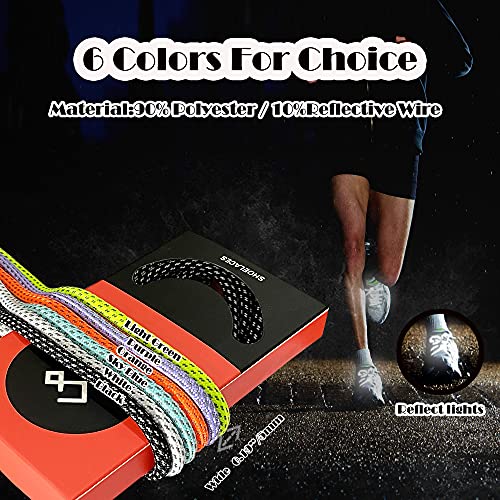 Reflective Round Shoe Laces for Sneakers - Black, 55 Inches