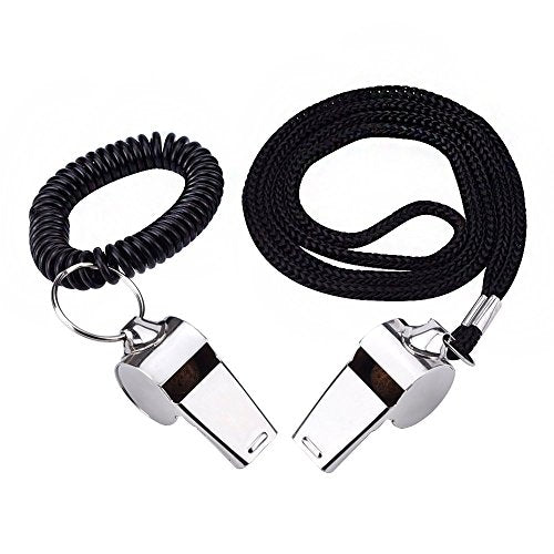 Sports Coach Whistle Set with Lanyard & Bracelet - 2 Pack