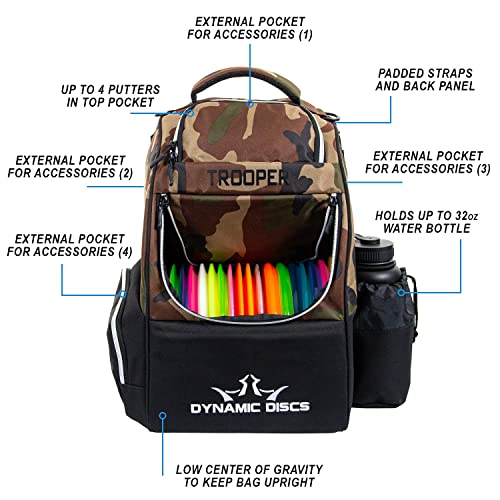 Dynamic Discs Trooper Disc Golf Backpack Woodland Camo—Holds 18+ Discs