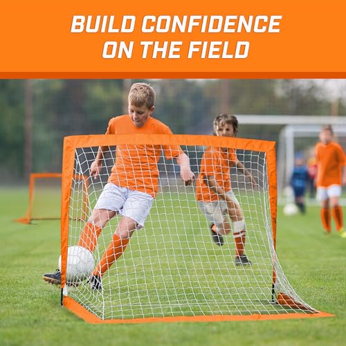 GoSports Portable Soccer Goals for Kids - Orange, 4x3 ft, Set of 2