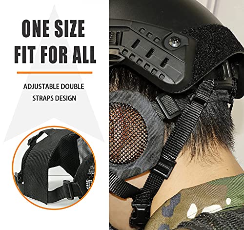 Airsoft Protective Gear Set - Half Face Mesh Mask & Goggles - Black