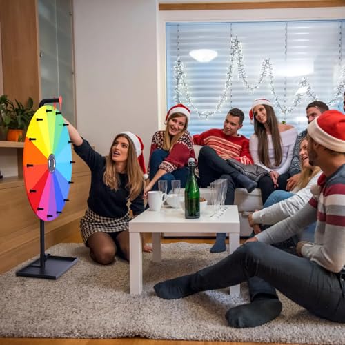 34 Inch Multicolor Tabletop Spinning Prize Wheel with Stand & Dry Erase Surface