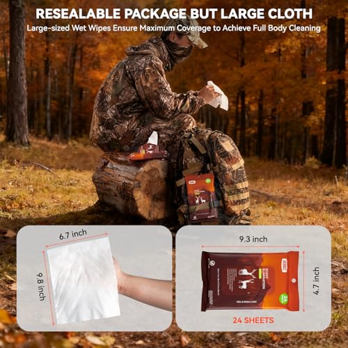 Scent Elimination Wet Wipes for Hunting - Extra Large Field Cleaning Towels