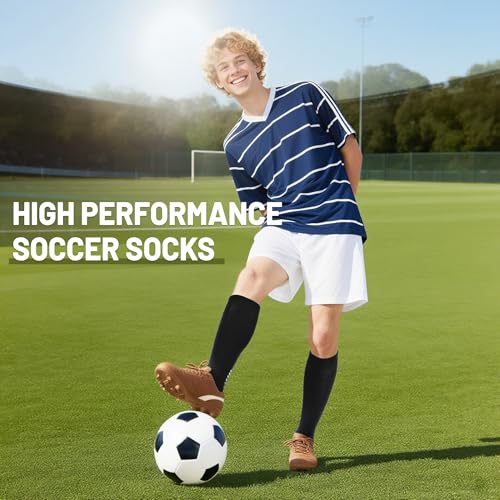 Ultrafun 2 Pairs Black and White Grip Soccer Socks for Men Women - Knee High, Non-Slip, Breathable, Moisture-Wicking Athletic Footwear