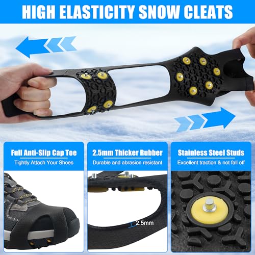 Ice Snow Cleats for Shoes & Boots - Non-Slip Rubber Crampons, X-Large