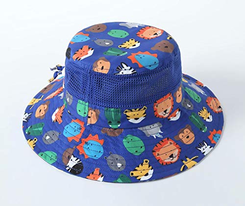 UPF 50+ Wide Brim Sun Hat for Kids - Zoo Design, Ages 4-8