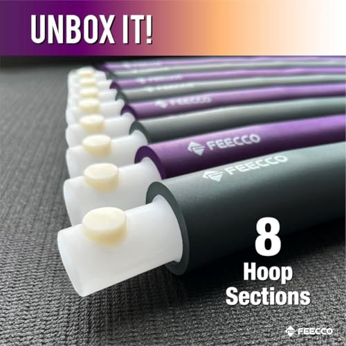 Purple 5LB FEECCO Weighted Fitness Hula Hoop - Detachable Sections for Weight Loss