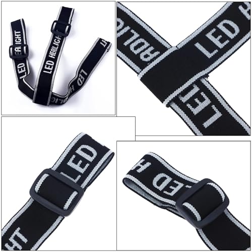 4-Pack Adjustable Headlamp Straps - Elastic Replacement Bands