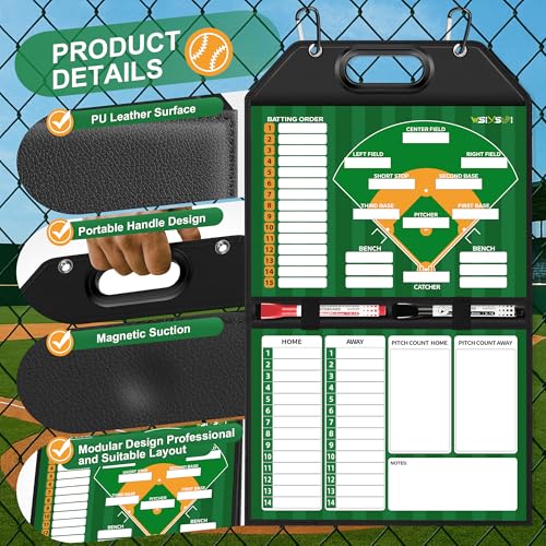 Magnetic Baseball Lineup Board - Foldable Coaching Tool