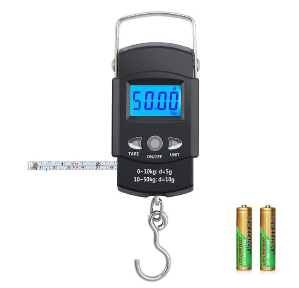 TXY Portable LCD Fish Scale - 110lb Capacity with 1m Ruler Tape for Accurate Fishing Measurements