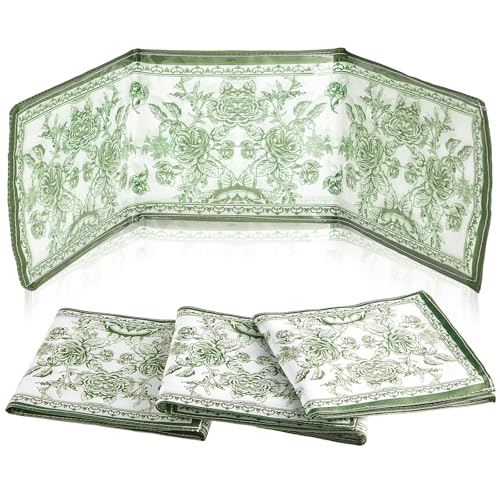 Chinoiserie Mahjong Card Holders - Green 4-Pack Sleeve Set