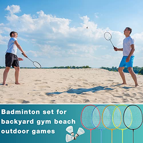 Woanger 5-Set Badminton Racket Set with Shuttlecocks – Lightweight, Colorful Pro-Backyard