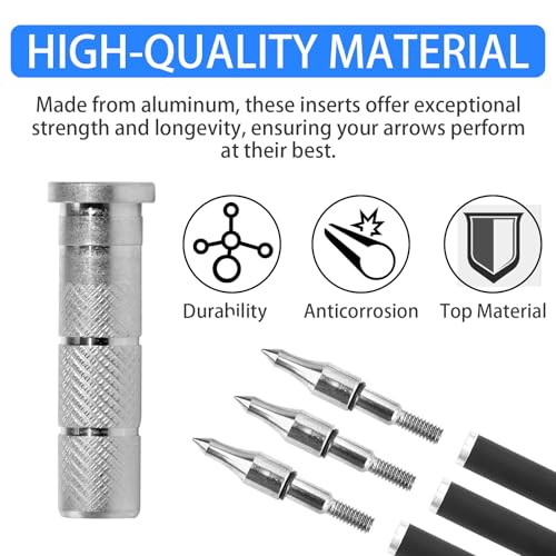 24 Aluminum Archery Arrow Inserts - .244/6.20mm Replacement Parts