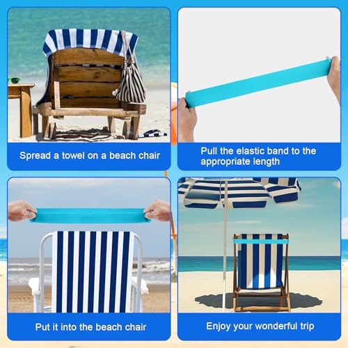 5 Pack Beach Towel Bands - Elastic Towel Clips for Chairs - Mixed Colors