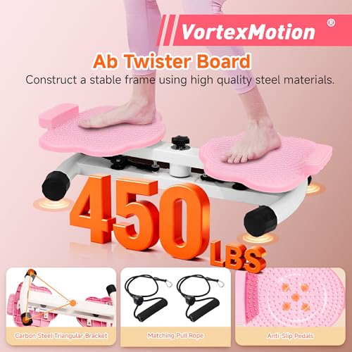Waist Twister Fitness Machine - Ultra-Quiet & Foot Massage - Pink