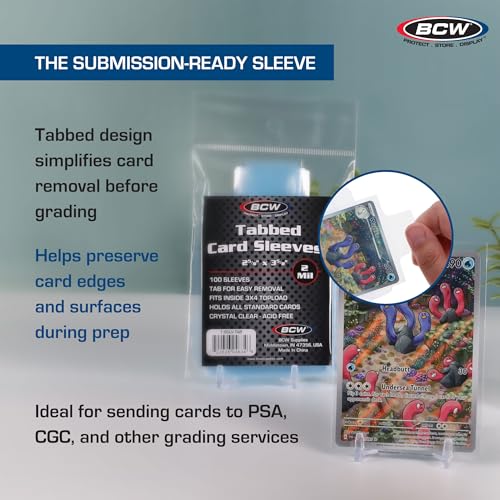 Tabbed Card Sleeves - 100 Pack for Grading PSA, BGS, SGC, CSG, HGA