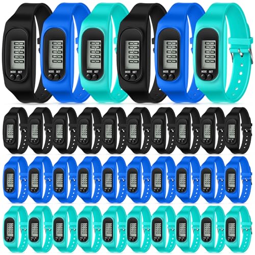 Walking Running Pedometer Watch - Silicone Fitness Tracker, Dark Sport Multi (12 Pack)