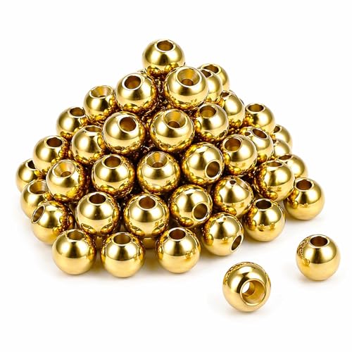 Brass Fly Tying Beads - 2.0mm Gold - 100PCS for Nymph Fishing