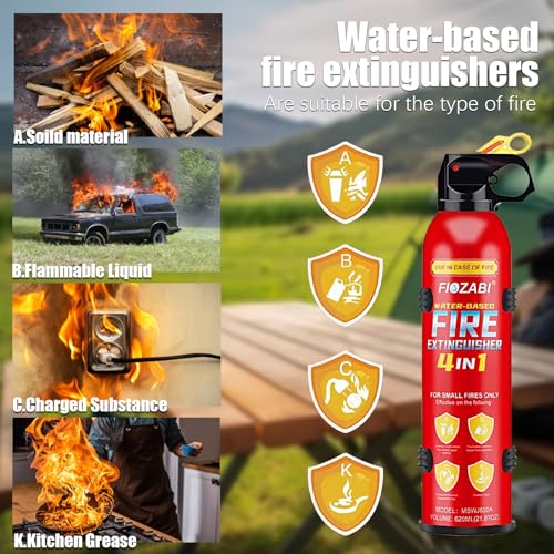 Portable Fire Extinguisher Spray With Bracket Can Prevent Re-Ignition,Best Suitable for The House/Car/Truck/Boat/Kitchen/Home Water-Based Fire Extinguishers Fire Type A/B/C/K 620ml (2 pack)