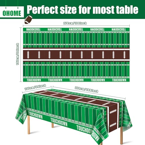 Football Party Decorations Tablecloth - 2 Pack, White & Green