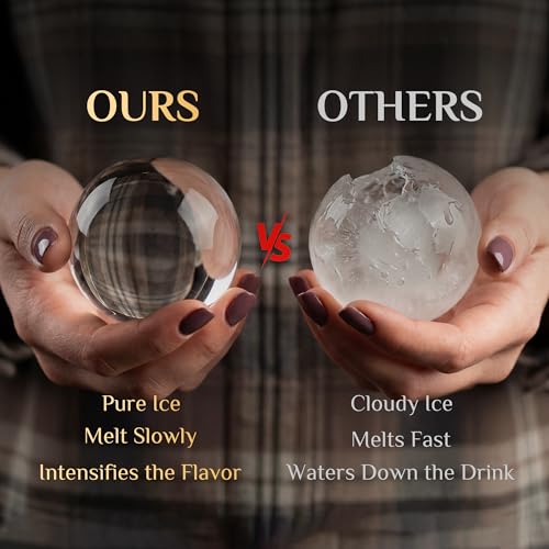 Unigul Black 2-Pack Large 2.5" Clear Ice Ball Maker for Whiskey & Cocktails