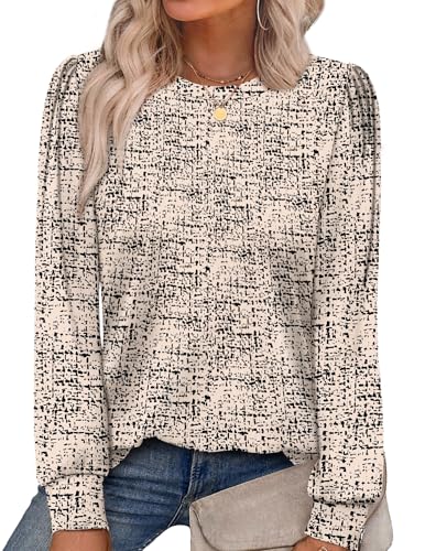 Womens Long Sleeve Crewneck Tunic Top - Print 18, Large