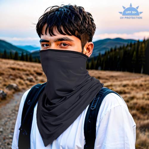 Neck Gaiter Mask for Sun Protection - Black Balaclava Bandana