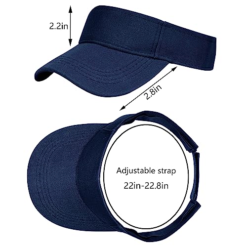 Adjustable Sport Visors Sun Hats - Navy Blue, One Size