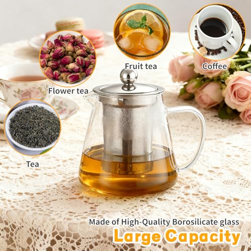 Borosilicate Glass Teapot with Stainless Steel Infuser - 550ML