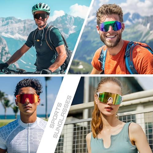 Sports Sunglasses with UV400 Protection - Black Pink - 75mm