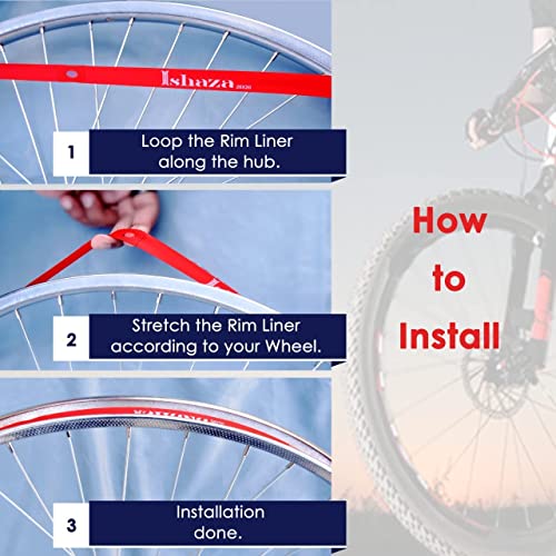 Bicycle Rim Strip 26" x 20mm - Pack of 2 Red Tubeless Liner 700C x 16mm