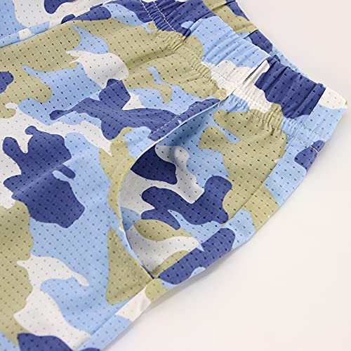 Boys Athletic Camo Shorts with Pockets - Sky Blue