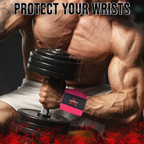 Weightlifting Wrist Wraps - Adjustable & Durable for Gym - Pink