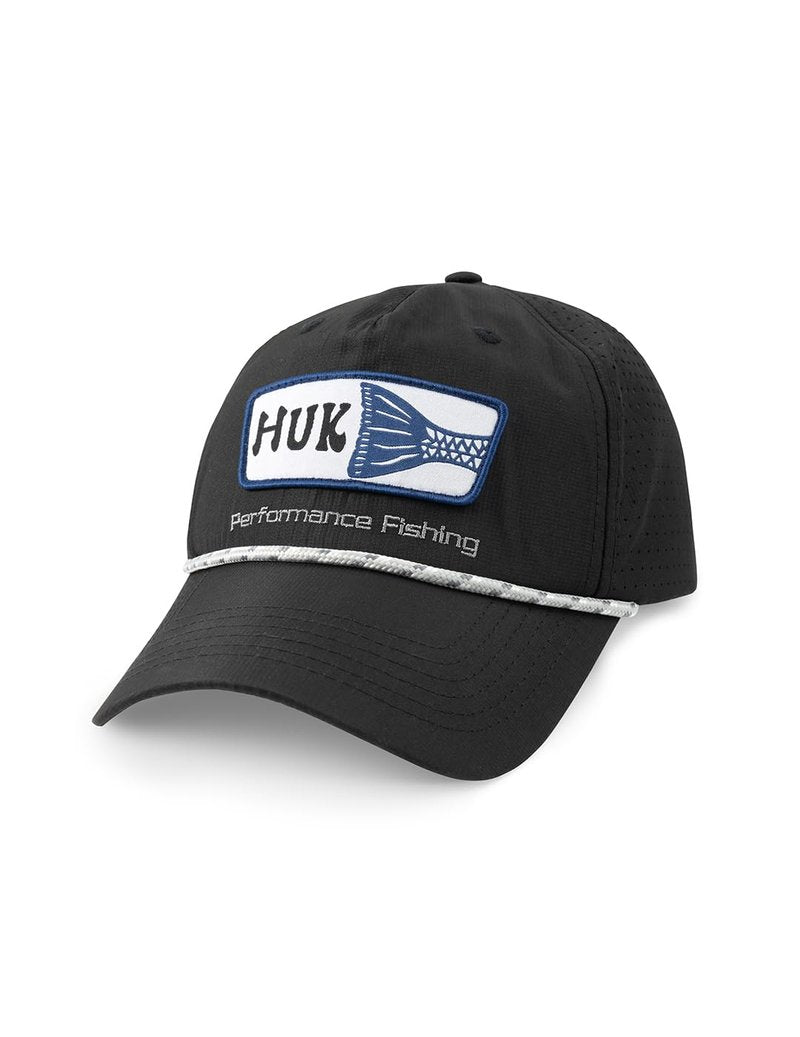 HUK Mens Patch Performance Hat, Lightweight Fishing Hat with Anti Glare Under Visor, Black, One Size