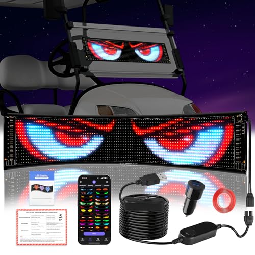Golf Cart LED Eyes Light Sign 23x5 Inch RGB Dynamic Display Customizable
