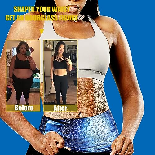 Sweat Waist Trimmer Belt for Women - Deep Blue, Large-X-Large