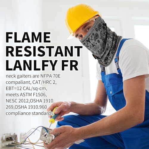 LANLFY Flame Resistant Face Mask FR Neck Gaiter HRC 2 Welding Covering Paisley 1pc