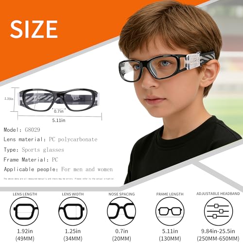 Kids Sports Protection Goggles - Black Frame Gray Pad