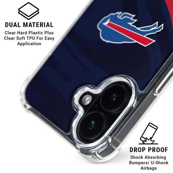 Buffalo Bills NFL Clear Phone Case for iPhone 16 - Shockproof Design