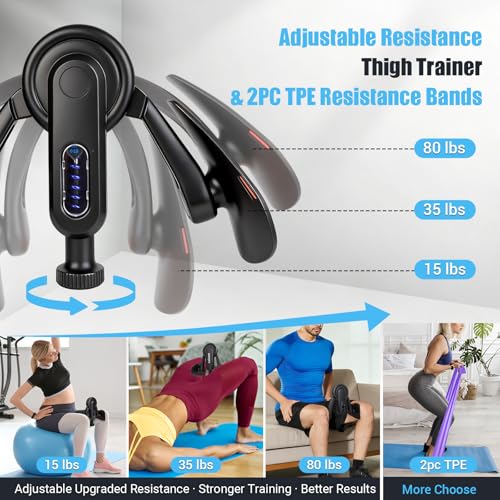 Adjustable Thigh Trainer for Women - 15-80LB Resistance - Black