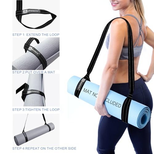 Yoga Mat Sling - Easy-Cinch Carrying Strap - Black