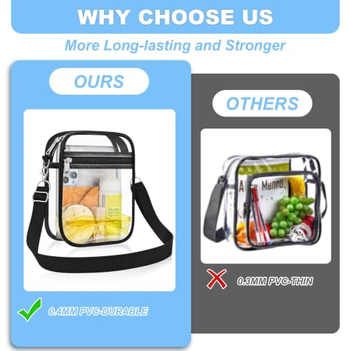 Clear Stadium Bag - Crossbody Satchel with Adjustable Strap