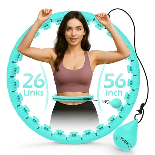 Weighted Hula Hoop with 26 Links - Cyan, 56-66 Inch for Weight Loss