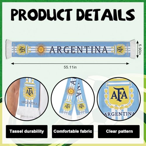Argentina Soccer Scarf - Double-Sided Flag Print for 2026 World Cup