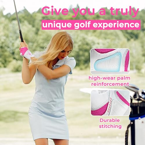 Womens Golf Gloves - Breathable Yoga Mesh Back - Full Pink - Small