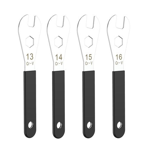 4 PCS Thin Hub Cone Wrench Set, Cr-V Steel + Ni-Cr Plating Bicycle Wheel Hub Axle Nut Install Remover Tool, 0.08in/2mm Ultra Thin Wrench Set for Home Bike Car Repair (13, 14, 15, 16mm)