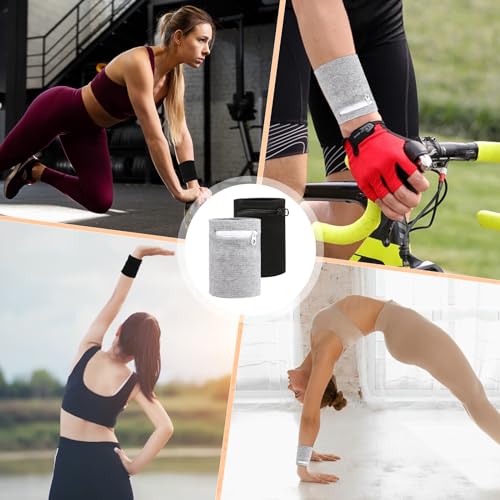 Wrist Sweatbands with Zipper - 4PCS Sports Wrist Wallets