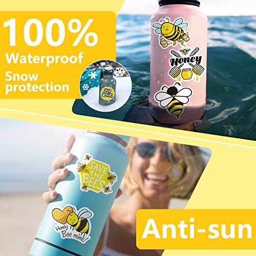 50-Pack Cute Bee Vinyl Stickers - Waterproof Decals for Water Bottles - Bee